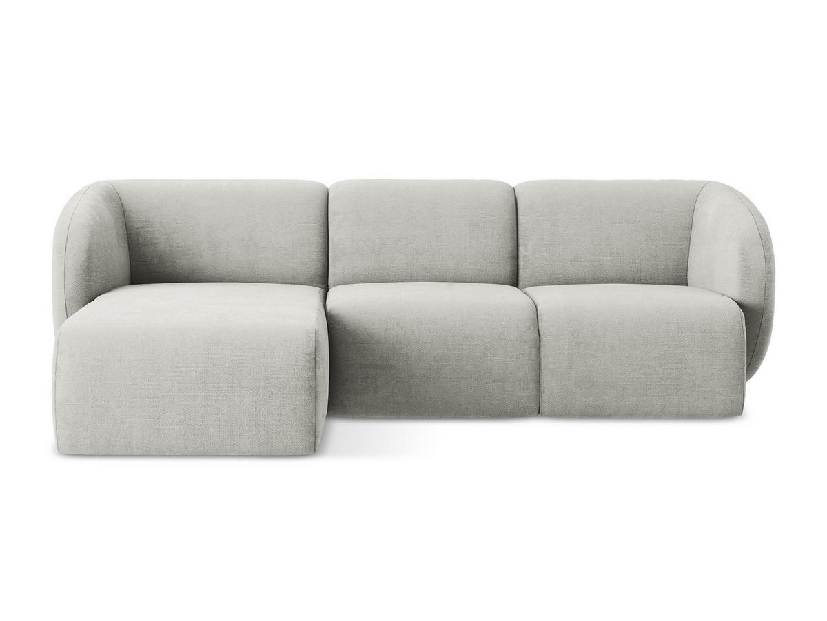 ECKSOFA Links Chenille Stoff Grau - Hellgrau/Schwarz, Holzwerkstoff/Kunststoff (248/166cm) - Makamii
