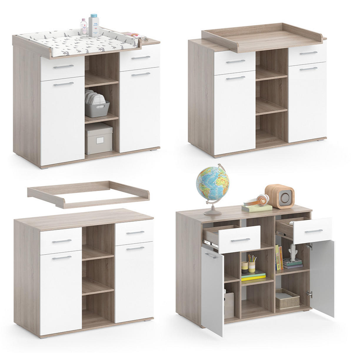 WICKELKOMMODE Leonie Sonoma 113 x 109 cm - Braun/Sonoma Eiche, Holzwerkstoff (113/109/70cm) - Vicco
