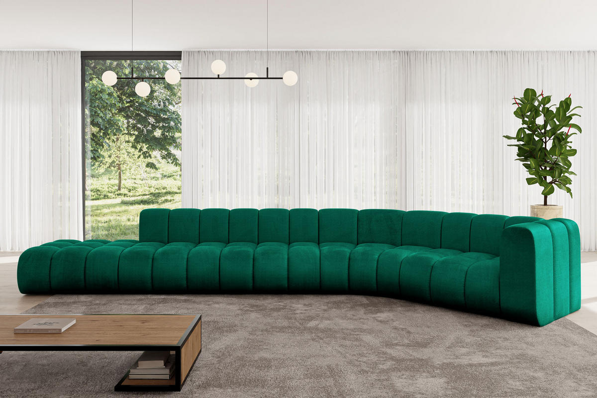 ECKSOFA modulares Sofa Tilmo-L2 - 490x194x70 cm Grün - Dunkelgrün, Holzwerkstoff/Textil (490/194cm) - ALTDECOR