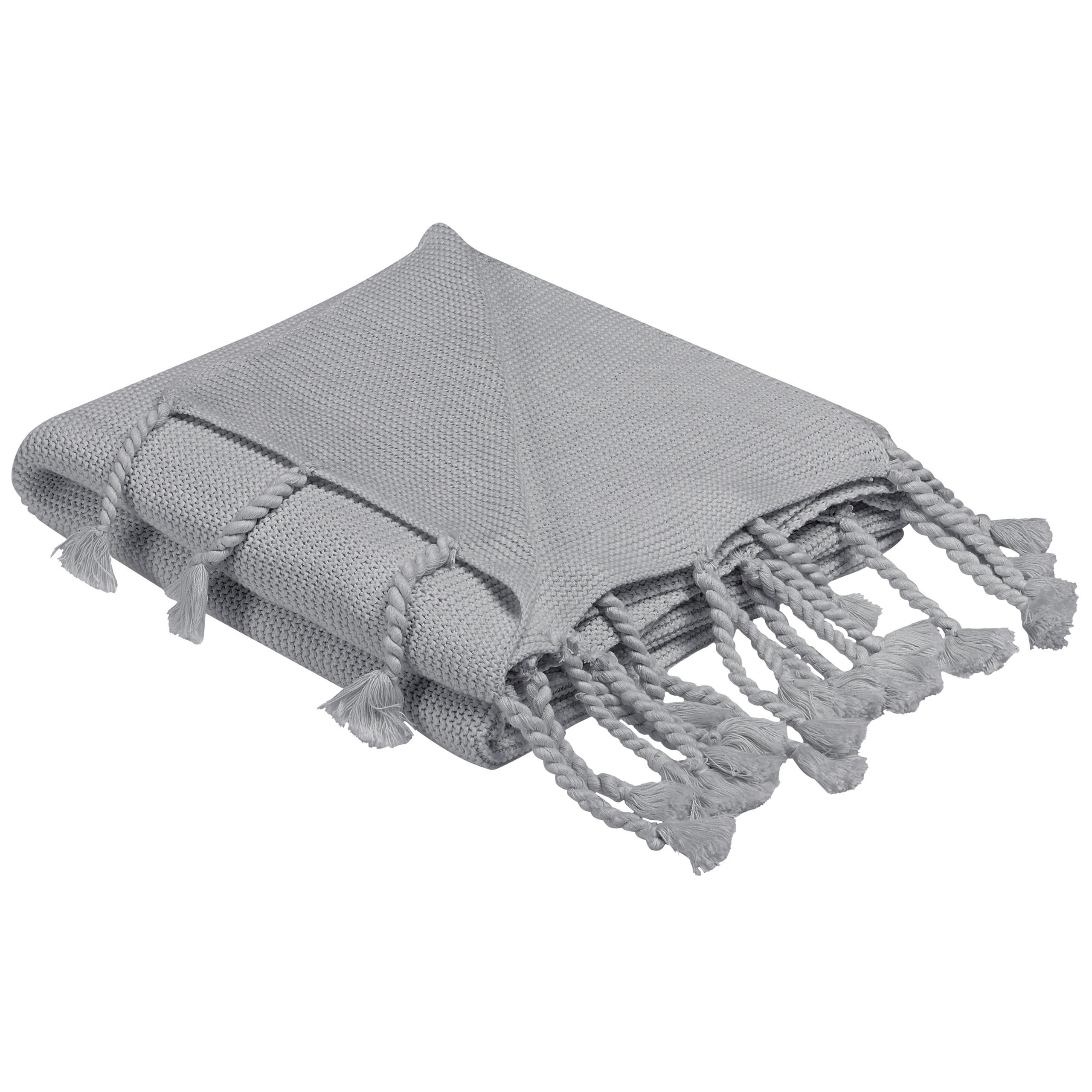 DECKE Hellgrau Nazilli 150/125 cm - Hellgrau, Naturmaterialen/Textil (125/150cm) - Beliani