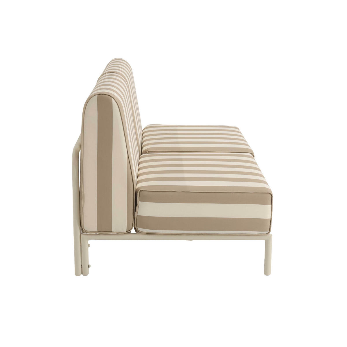 GARTENSOFA mit 2 Sitzplätzen, Beige - Beige, Metall - Oviala