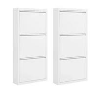SCHUHSCHRANK Weiß 50/15/106 cm 2er-Set - Weiß, Metall (50/106/15cm) - PANGIVO