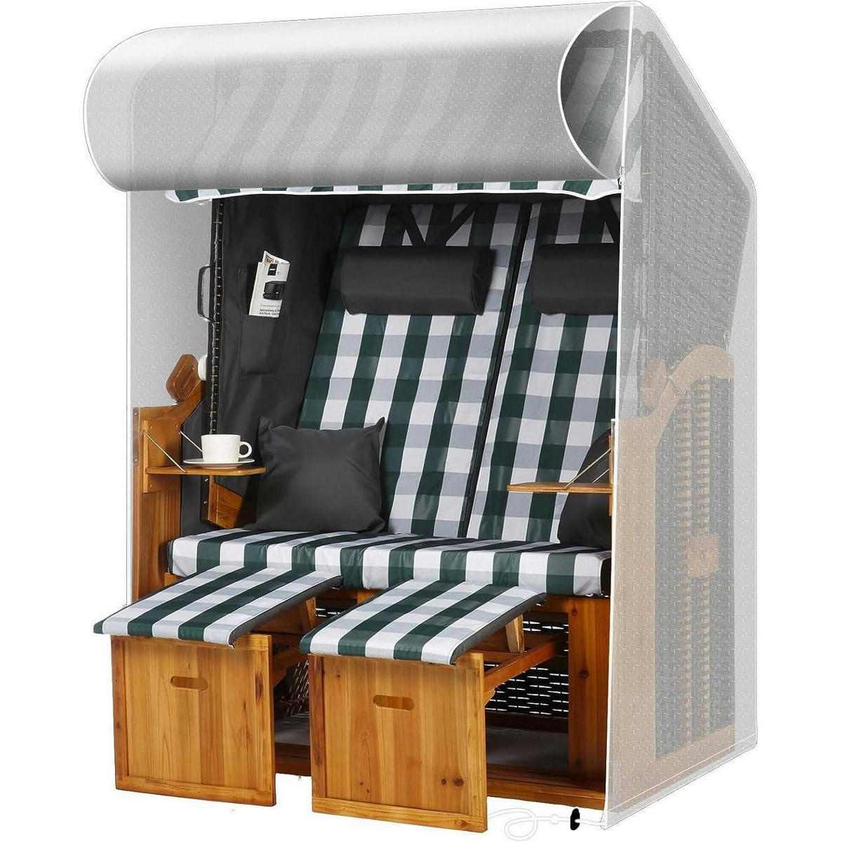 SCHUTZHÜLLE für Strandkorb 125 x 90 x 165/130 cm Polyethylen Wetterfest - Transparent, Kunststoff (125/165/90cm)