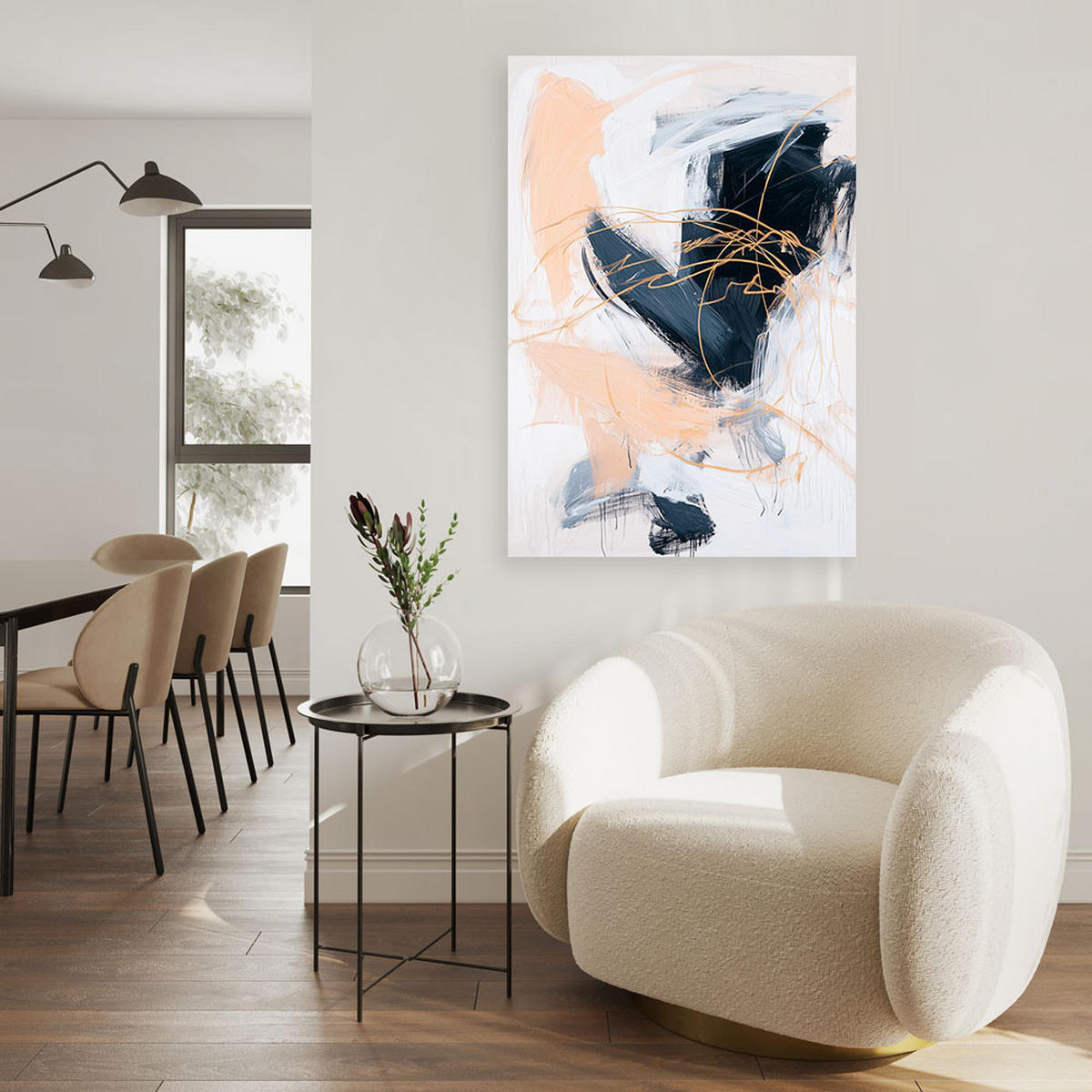 LEINWANDBILD Moderne Abstraktion Farbeffekt 80x120cm - Grau, Textil (80/120cm) - Feeby