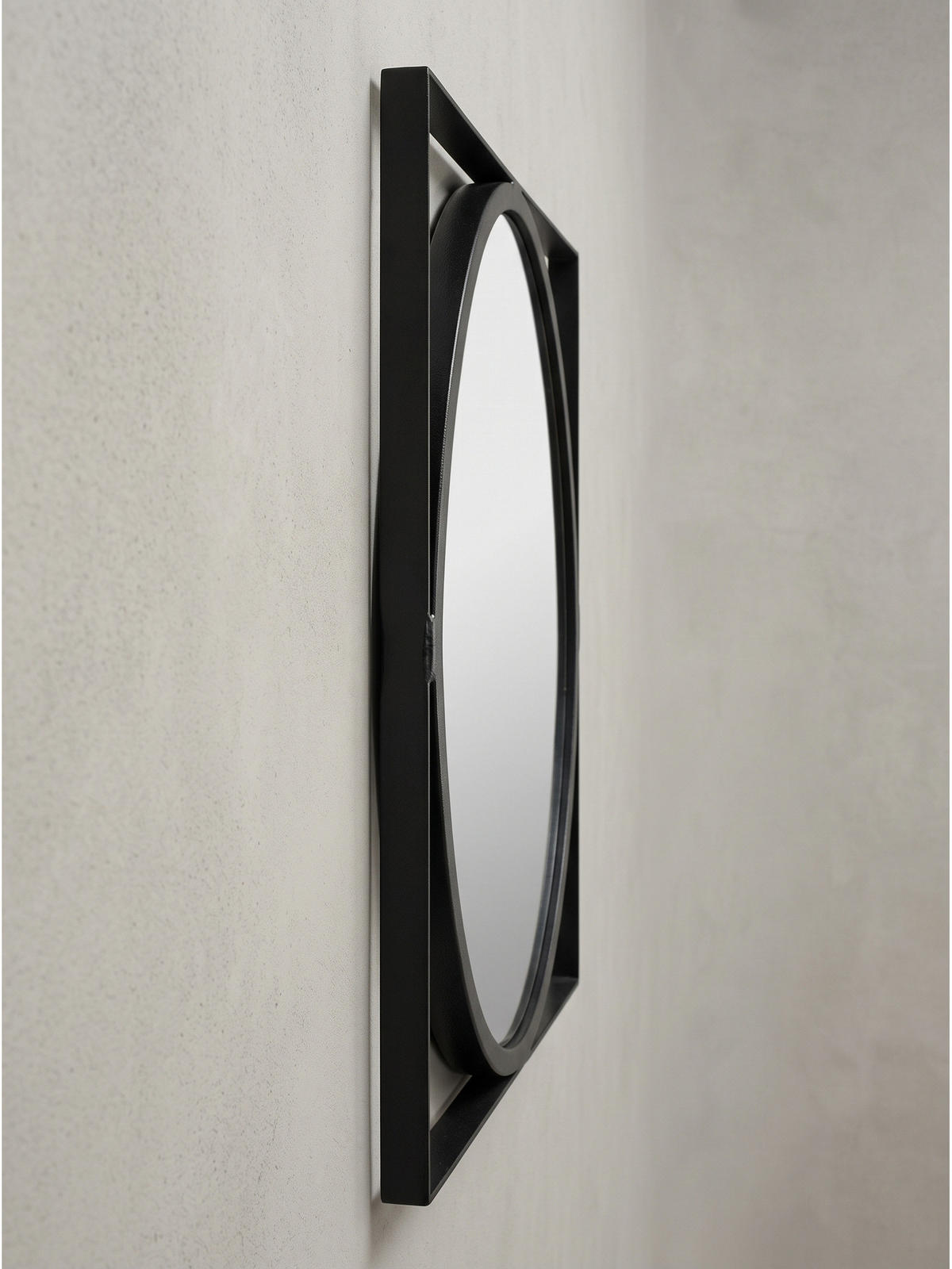 WANDSPIEGEL Rund Metall Schwarz 54x54 cm Quadratischer Rahmen - Schwarz, Glas (54/54/3cm) - KADIMA DESIGN