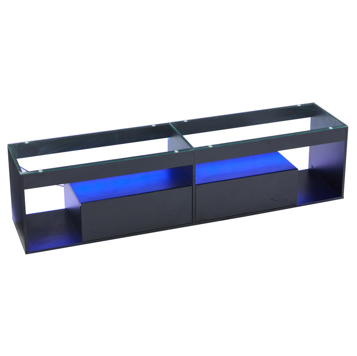LOWBOARD 180/40/46 cm aus Spanplatte mit LED-Beleuchtung und 2 Schubladen Schwarz - Schwarz, Holzwerkstoff (180/46/40cm) - Modenvie