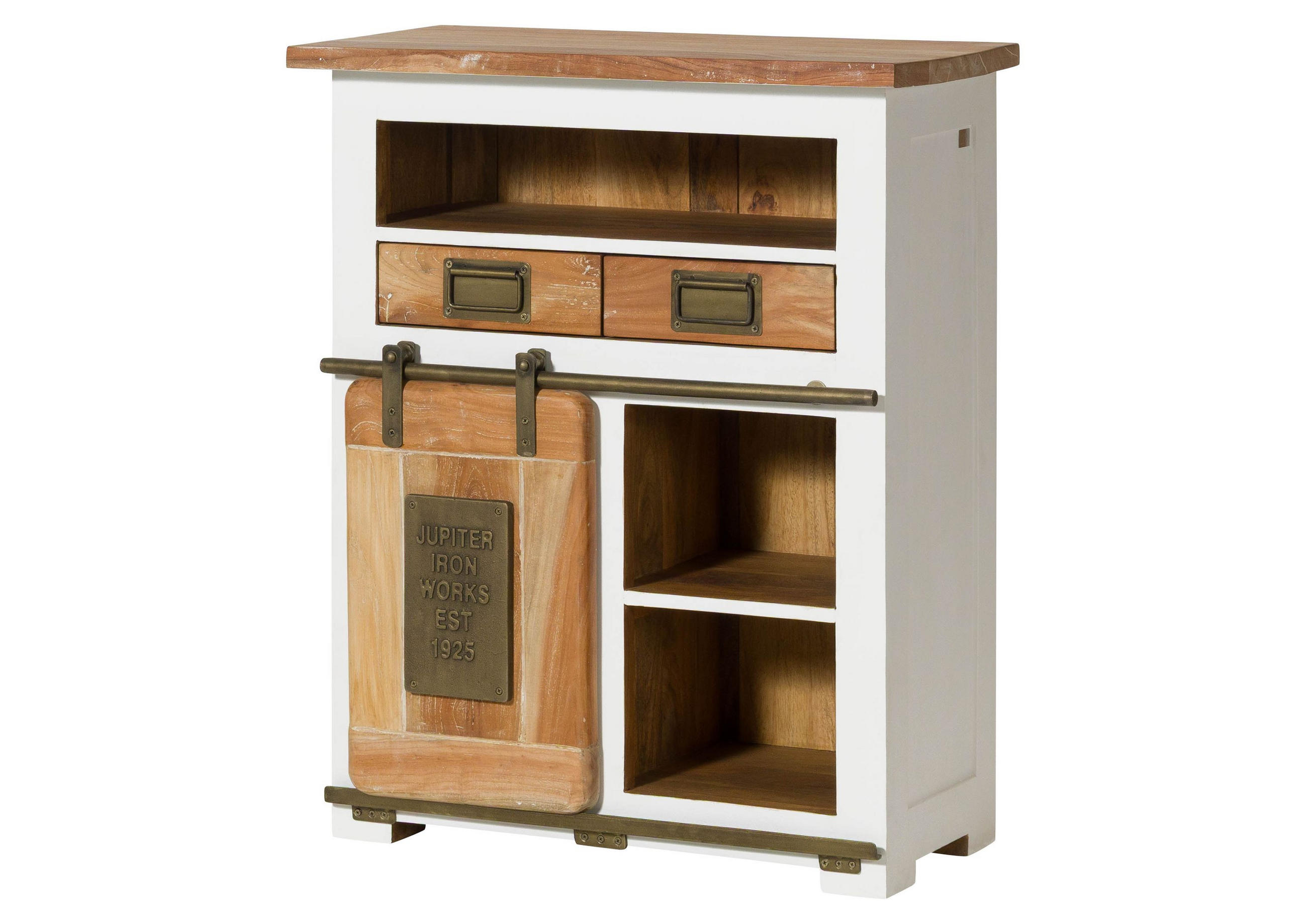 KOMMODE Mango 75x36x90 weiß lackiert RAILWAY #552 - Weiß, Holz (75/90/36cm) - Massivmoebel24