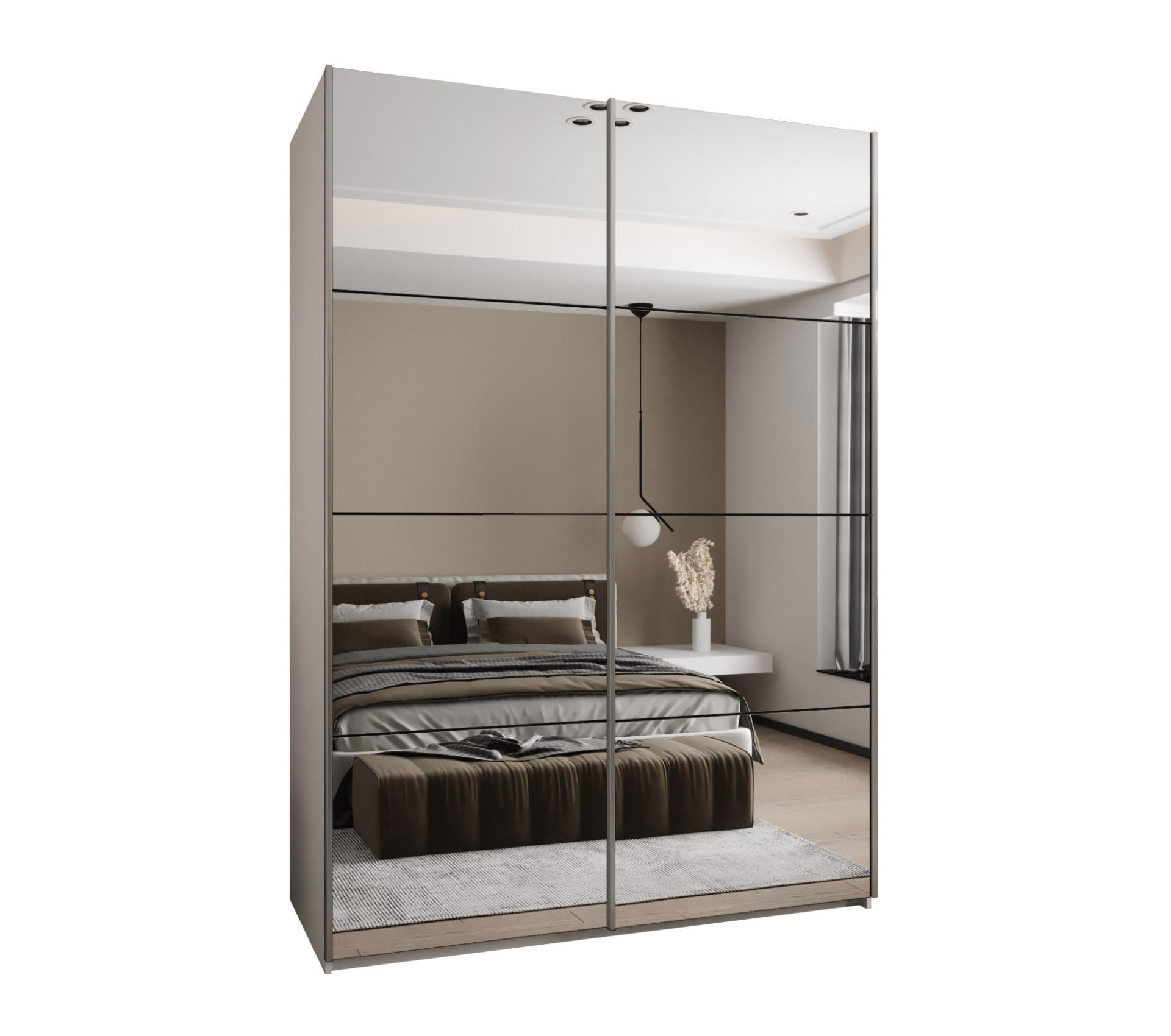 Abiks Möbel SCHWEBETÜRENSCHRANK Weiß, Schwarz, Silber 170cm × 64cm × 245cm