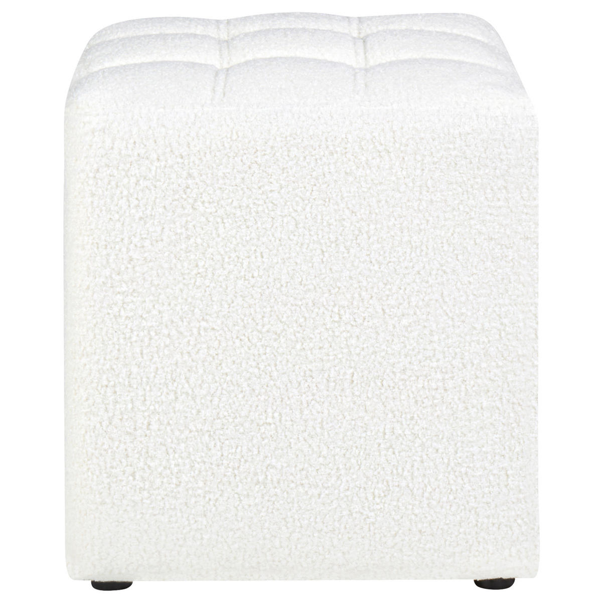 POUF Bouclé Weiß Kansas - Weiß, Textil (38/39/38cm) - Beliani