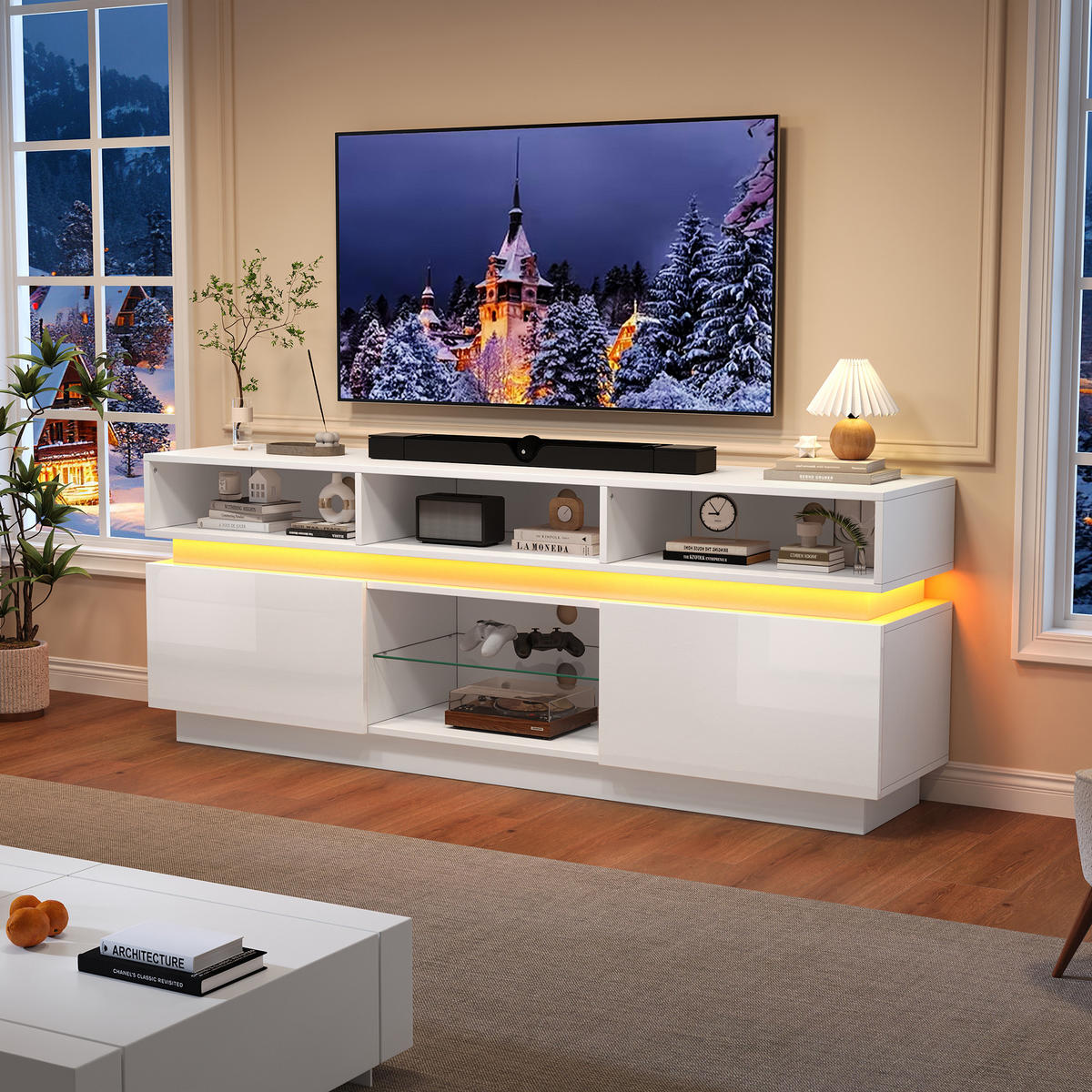 TV-LOWBOARD Weiß 160/35/60 cm - Weiß, Holzwerkstoff (160/60/35cm) - PANGIVO