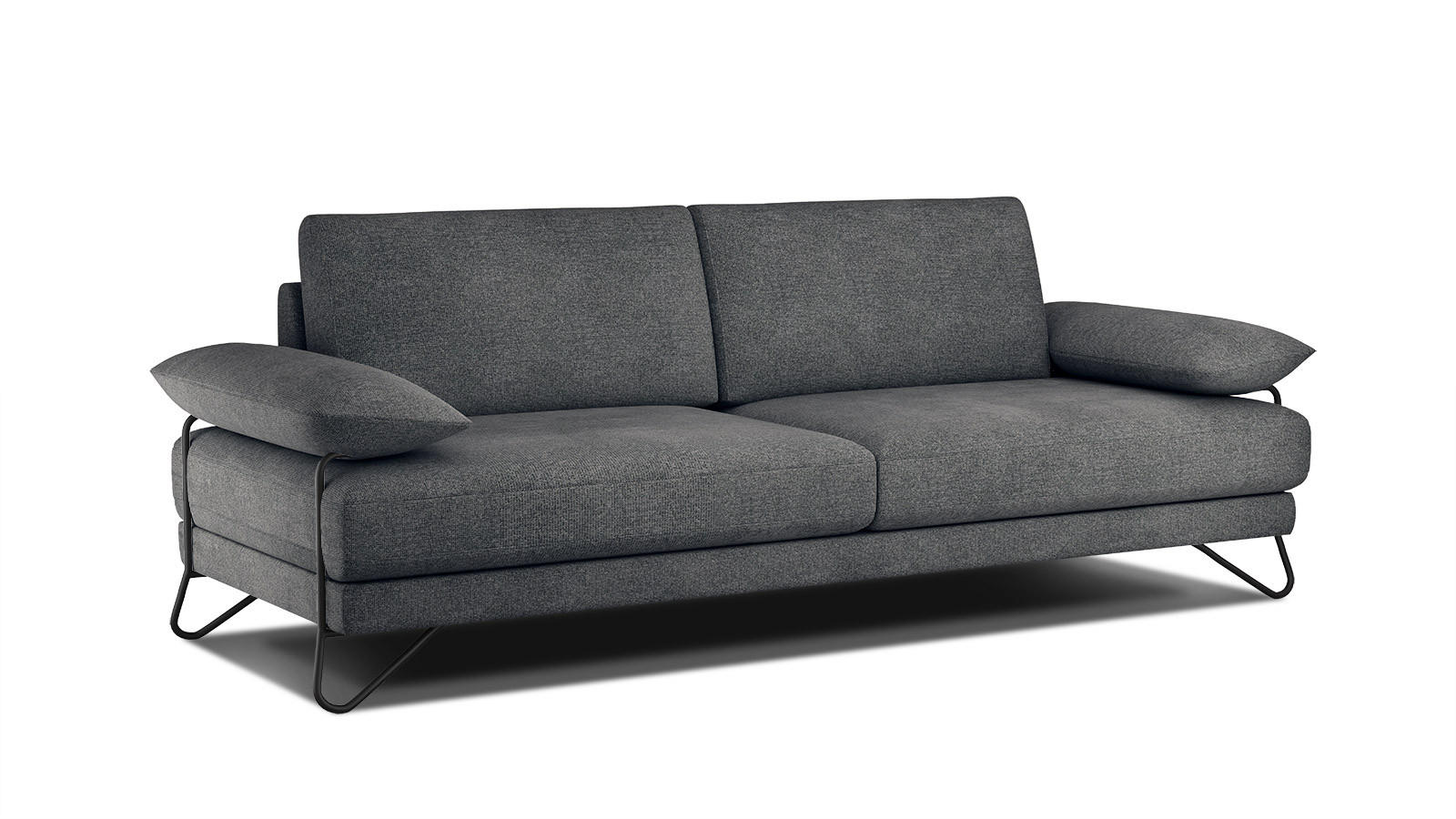 SOFA LORI 3-Sitzer, dunkelgrau - Dunkelgrau/Schwarz, Holzwerkstoff/Textil (245/87/96cm) - Courtois Laville