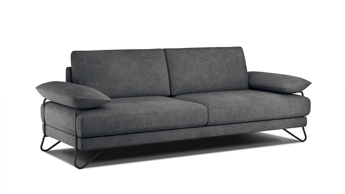 SOFA LORI 3-Sitzer, dunkelgrau - Dunkelgrau/Schwarz, Holzwerkstoff/Textil (245/87/96cm) - Courtois Laville