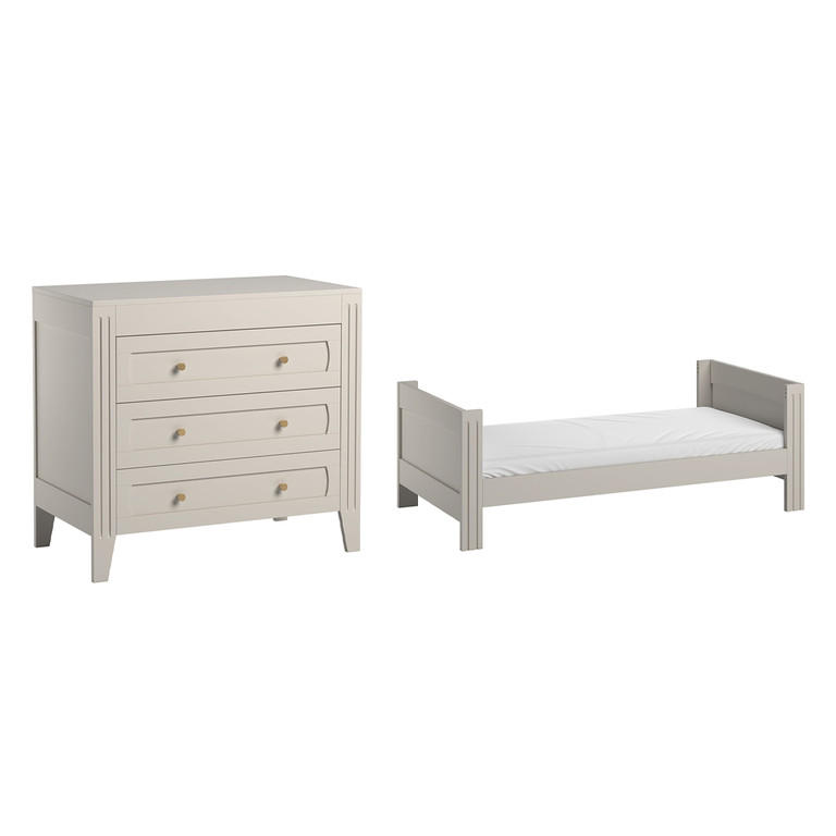 BABYZIMMER 2-teilig Milenne Beige - Beige, Holz (144/80/75cm) - Petits-meubles