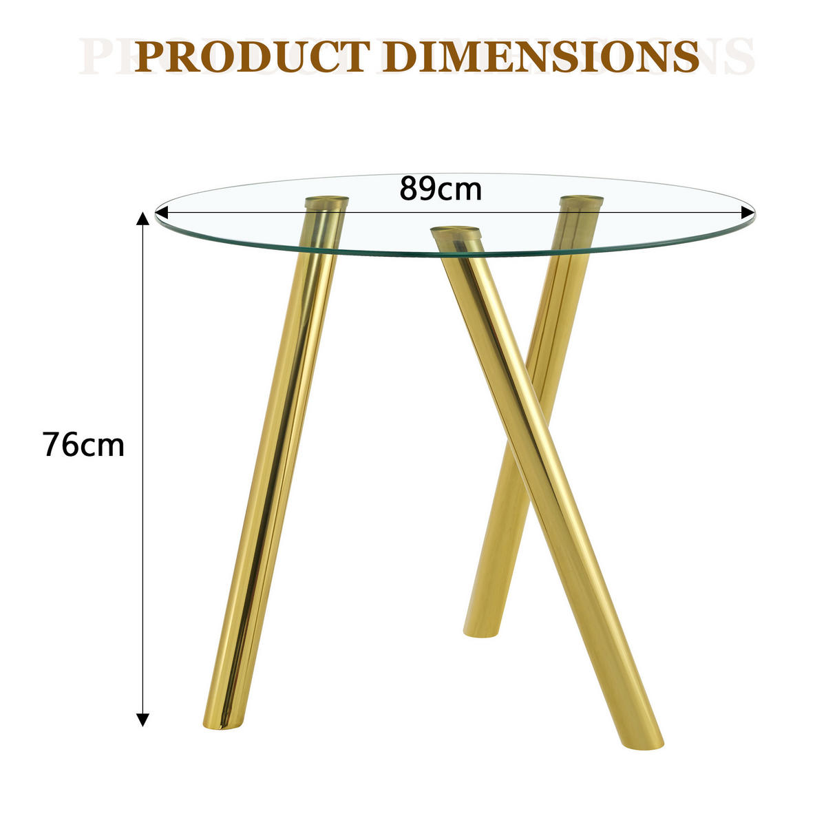 ESSTISCH rund aus Glas mit Metallgestell Gold - Goldfarben, Metall (89/89/76cm) - Meubliv