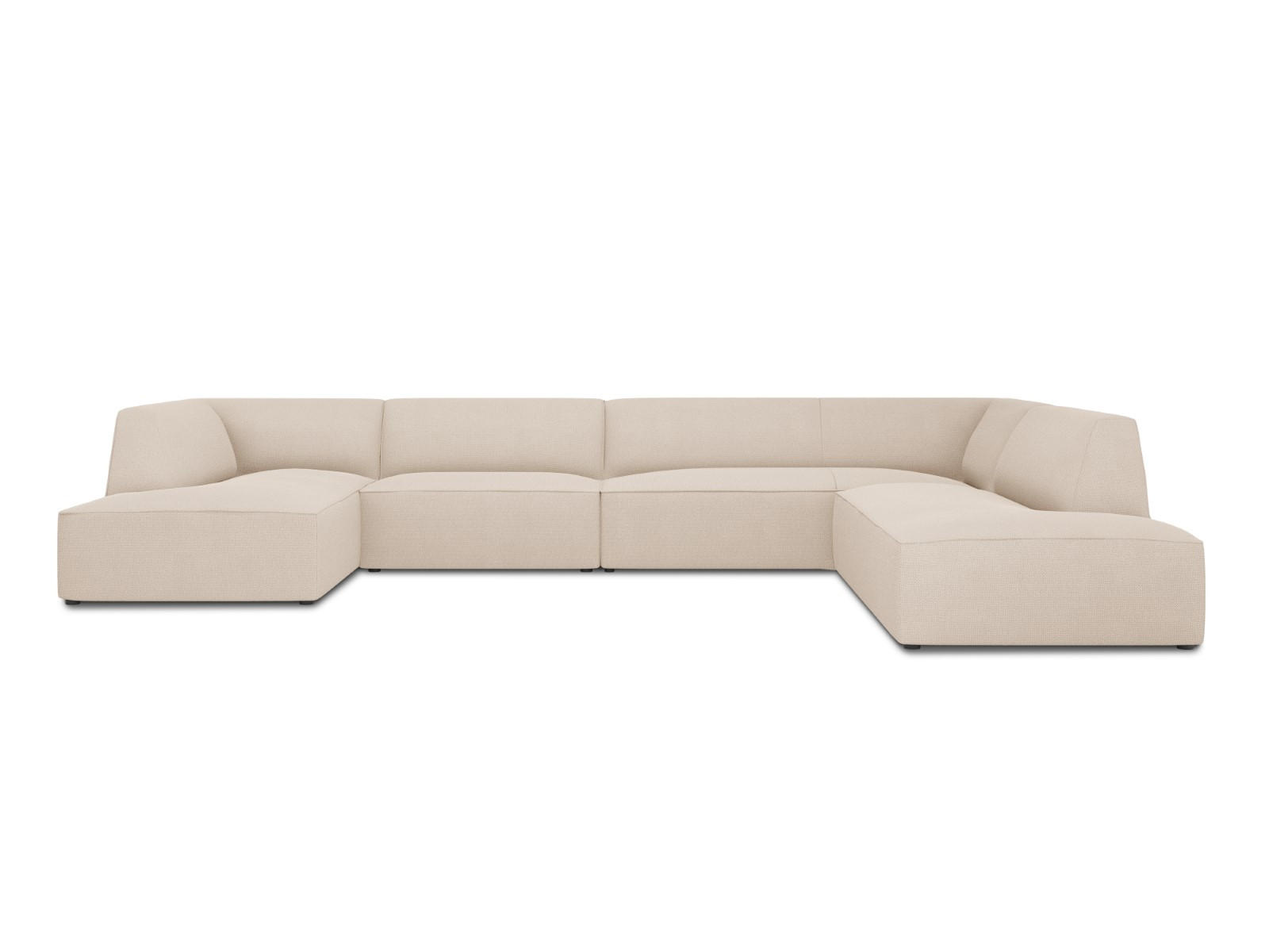 PANORAMASOFA rechts Ruby aus strukturiertem Stoff beige 7 Sitzplätze - Beige/Creme, Textil (273/69/366cm) - Micadoni