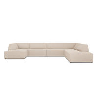 PANORAMASOFA rechts Ruby aus strukturiertem Stoff beige 7 Sitzplätze - Beige/Creme, Textil (273/69/366cm) - Micadoni