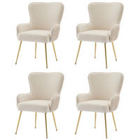 ESSZIMMERSTUHL 4er Set Samt Lounge Beige Gold Armlehnen - Multicolor, Textil (59.5/87/57cm) - FLIEKS