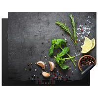 HERDABDECKPLATTE Limette - Kräuter - Gewürze - Grün - Grau - Beton 77x59 cm - Grün, Kunststoff (77/0.2/59cm) - MuchoWow
