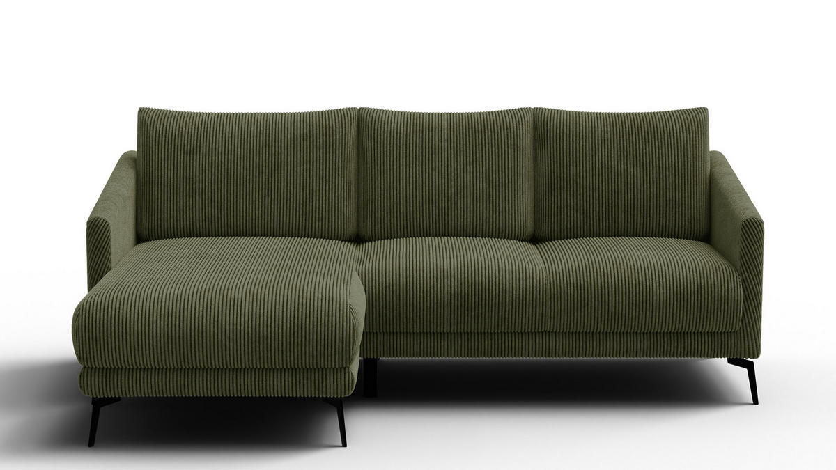 ECKSOFA VILT 3-Sitzer, olive - Schwarz/Olivgrün, Holzwerkstoff/Textil (221/156cm) - Courtois Laville