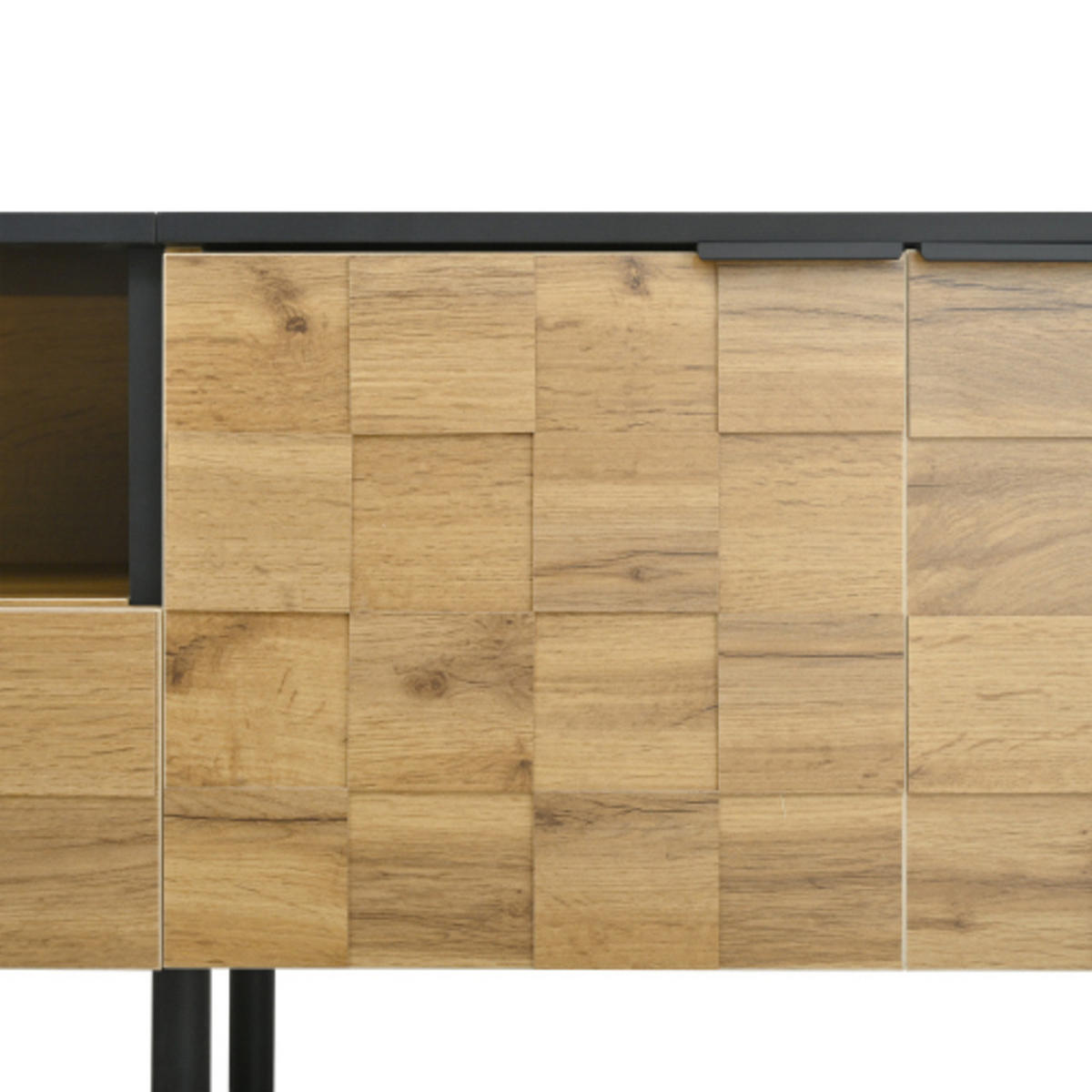 LOWBOARD mit Mosaiktüren natur-schwarz 170×35×44,5 cm aus Spanplatte - Naturfarben, Holzwerkstoff (170/44.5/35cm) - Luhomfu