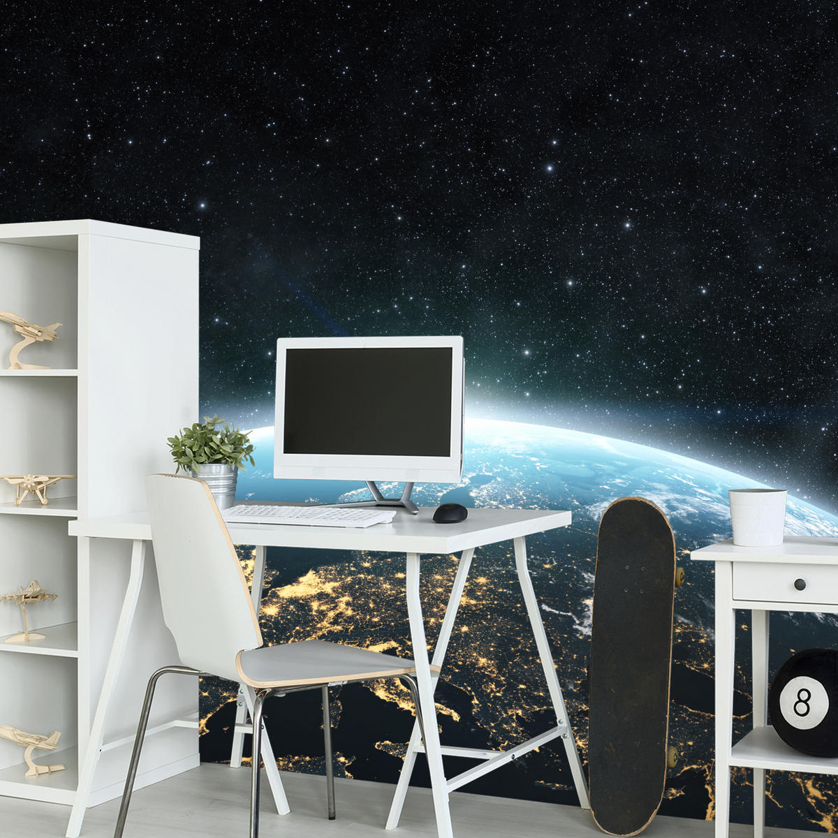 FOTOTAPETE für Wohnzimmer Erde Aus Dem Kosmos Planet 300x210 - Blau/Gelb, Papier (300/210cm) - Muralo