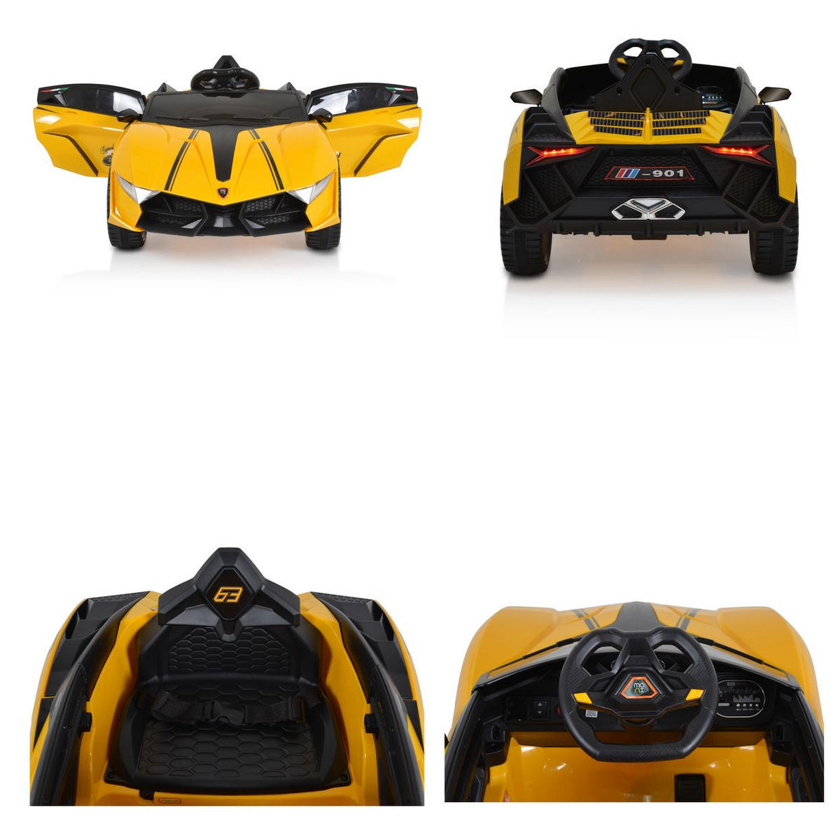 ELEKTROAUTO Cordoba MP3 gelb Anschluss, Fernbedienung, Gurt, Bluetooth - Gelb, Kunststoff (113/66/47cm) - Moni