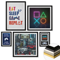 WANDBILDER 5er-Set - 50x50 cm & 20x30 cm & 40x60 cm Schwarzer Rahmen - Spieleruntertitel - Schwarz, Kunststoff (40/60cm) - ArtPrintCave