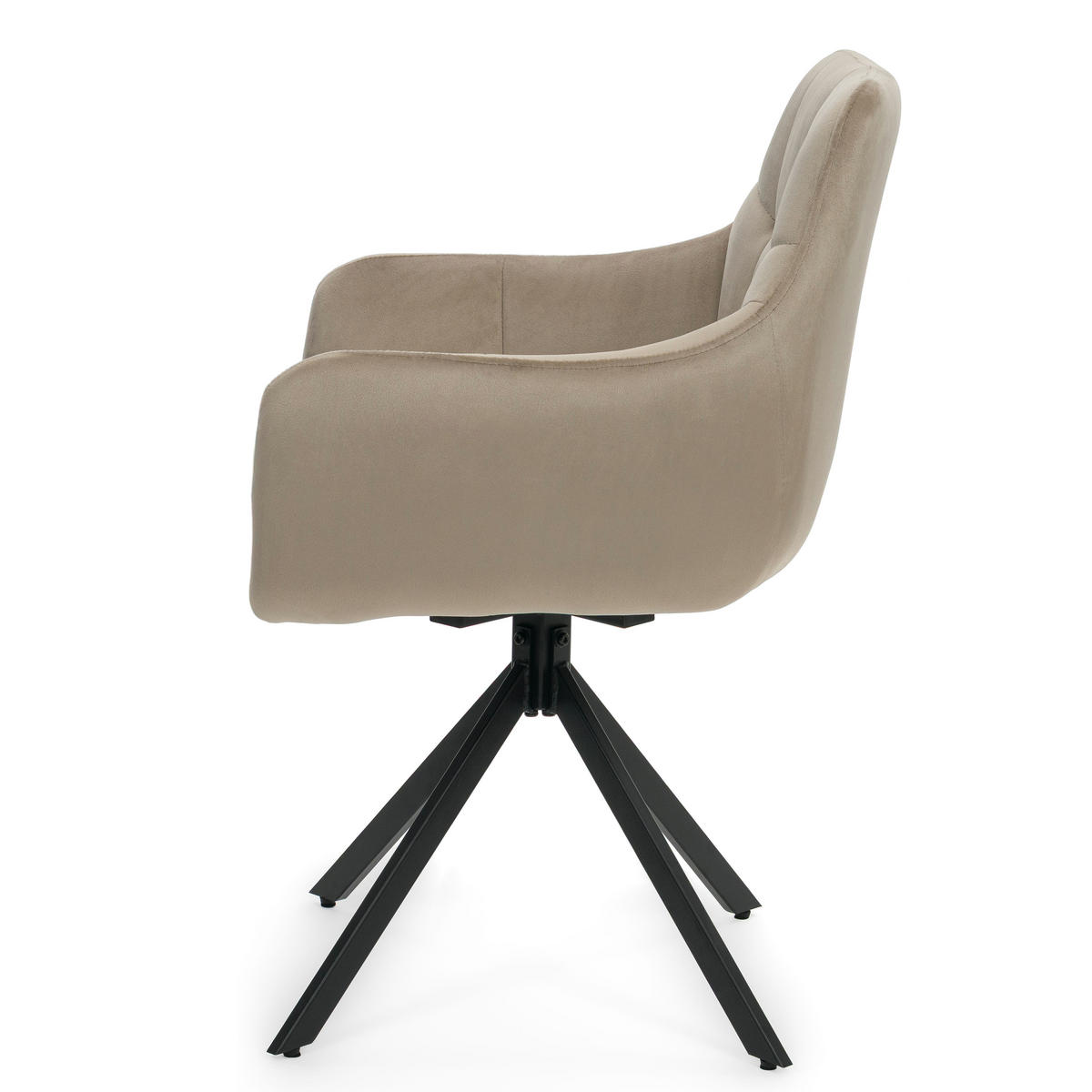 STUHL FANO X drehbar gepolsterter mit Steppung - dunkelbeige - Velour - Hellbraun/Beige, Textil/Metall (58/83/59cm) - NEW HOME
