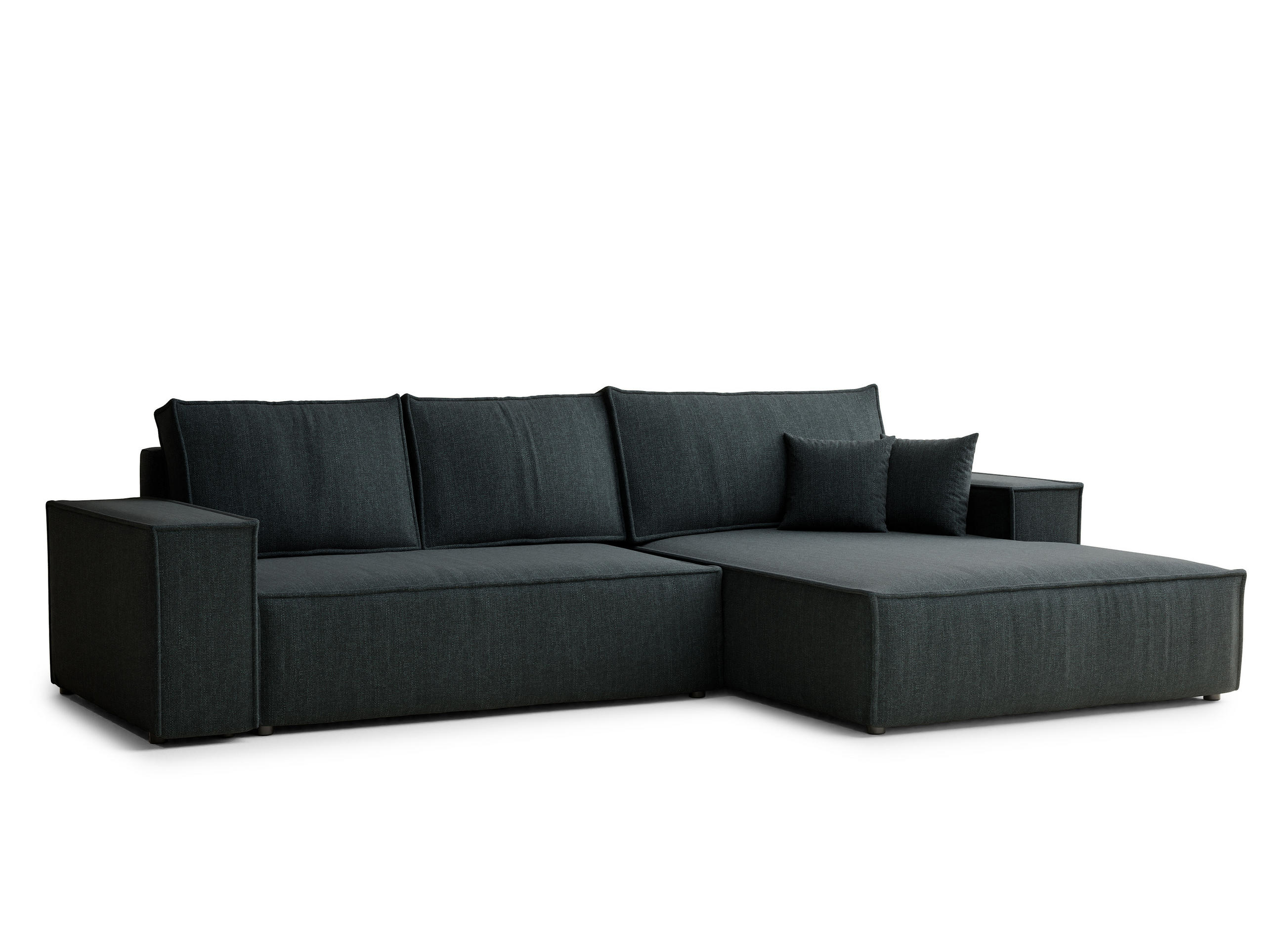 ECKSOFA Maze Türkis Webstoff - Rechts Seite - Türkis/Schwarz, Holz/Holzwerkstoff (294/185cm) - Maison de Reve