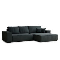 ECKSOFA Maze Türkis Webstoff - Rechts Seite - Türkis/Schwarz, Holz/Holzwerkstoff (294/185cm) - Maison de Reve