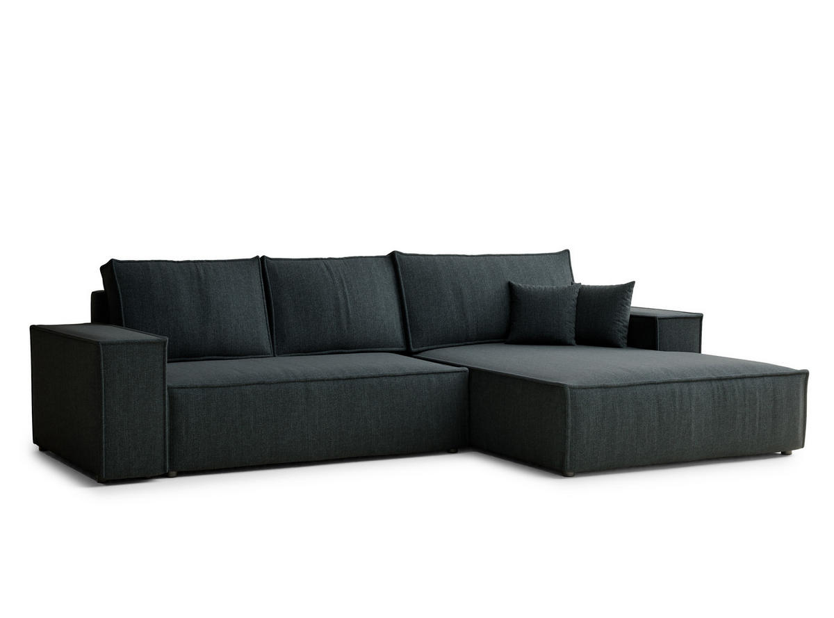 ECKSOFA Maze Türkis Webstoff - Rechts Seite - Türkis/Schwarz, Holz/Holzwerkstoff (294/185cm) - Maison de Reve