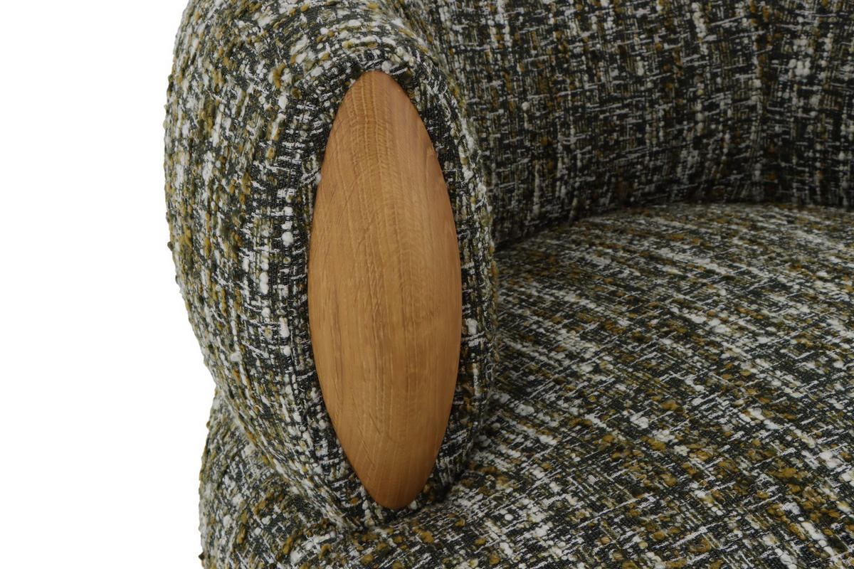 DREHSESSEL Theo, Natur Massiveiche + grüner Stoff - Grün, Holz (91/71/86cm) - WOODEK