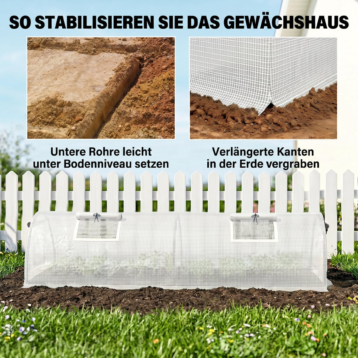 GEWÄCHSHAUS, 200L x 80B x 45H cm - Weiß, Metall (80/45/200cm) - Outsunny