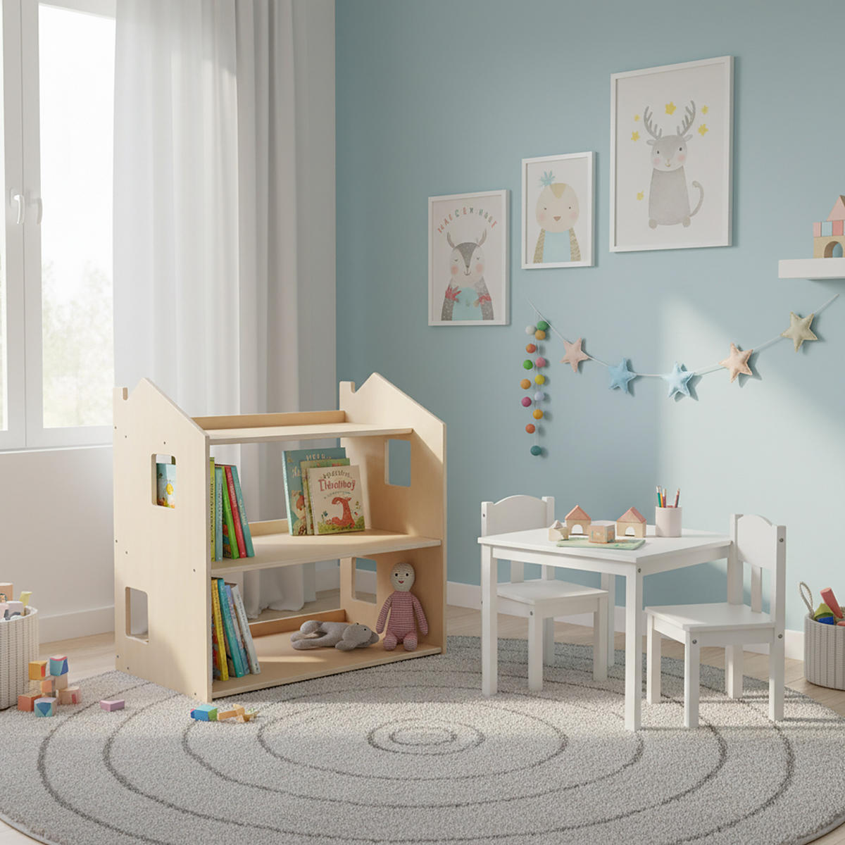 DĚTSKÝ regál - různobarevná, dřevo/kompozitní dřevo (61/59/39cm) - Relaxdays