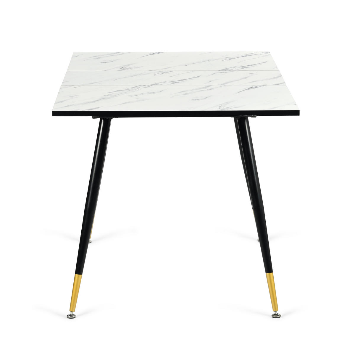 JEDÁLENSKÝ STÔL biely Marmormuster rechteckig ausziehbar 120-160/80/75cm - čierna/farba vlašského orecha, kov/drevo (80/120/75cm) - Urban Meuble
