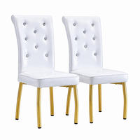 ESSZIMMERSTUHL 2er-Set gepolstert PVC Weiß mit goldfarbenen Metallbeinen - Goldfarben, Metall (42/101/61.5cm) - Meubliv