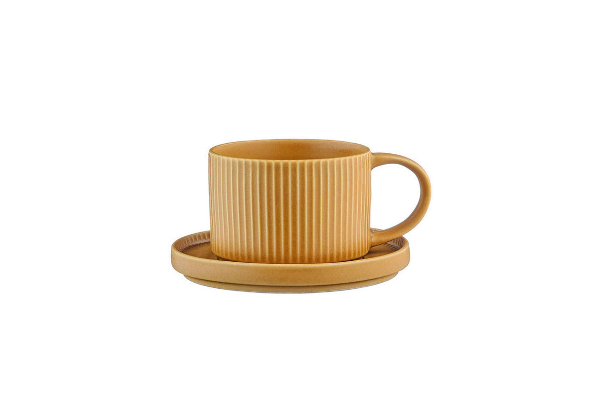TASSEN Scandi 150ml und Untertasse Ø12cm - 8 Teile - Ocre - Gelb, Keramik (12/6.5/12cm) - Björn