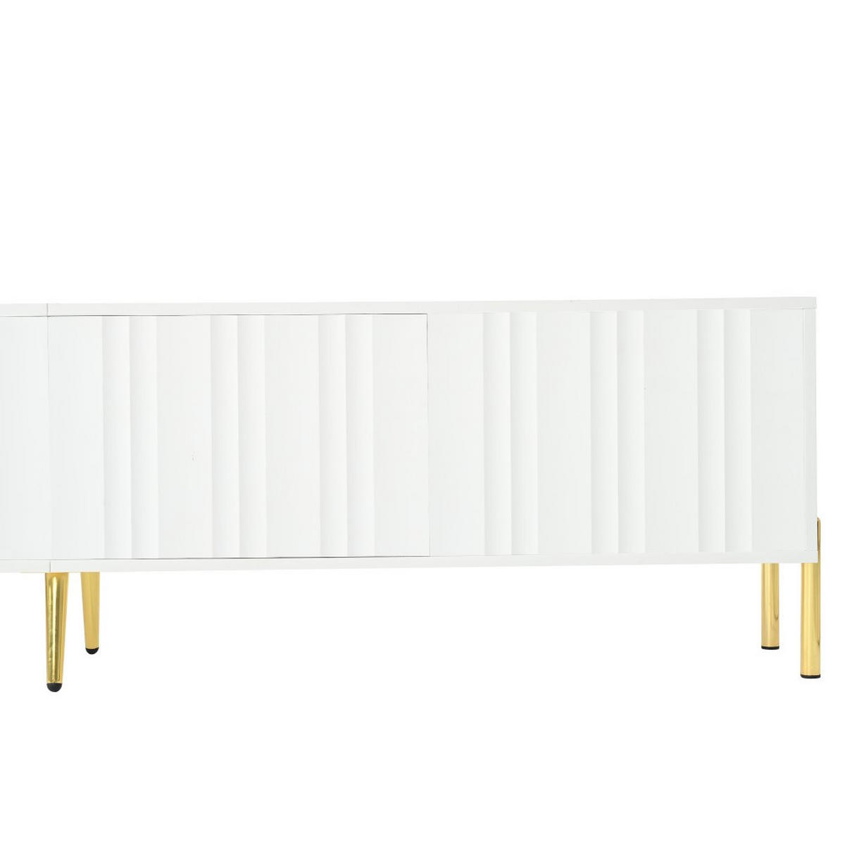 LOWBOARD 190 cm(L) x 38 cm(W) x 48 cm(H) in Weiß mit goldene Tischbeine - Weiß, Holz (38/48/190cm) - KOMHTOM