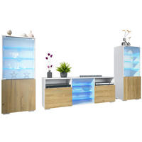 WOHNWAND Granada Eiche Natur - Eichefarben, Holzwerkstoff (286/122.5/35cm) - Vladon