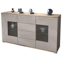 SIDEBOARD Grömitz Sandgrau Hochglanz - Sandfarben, Holzwerkstoff (138.5/75.5/35cm) - Vladon