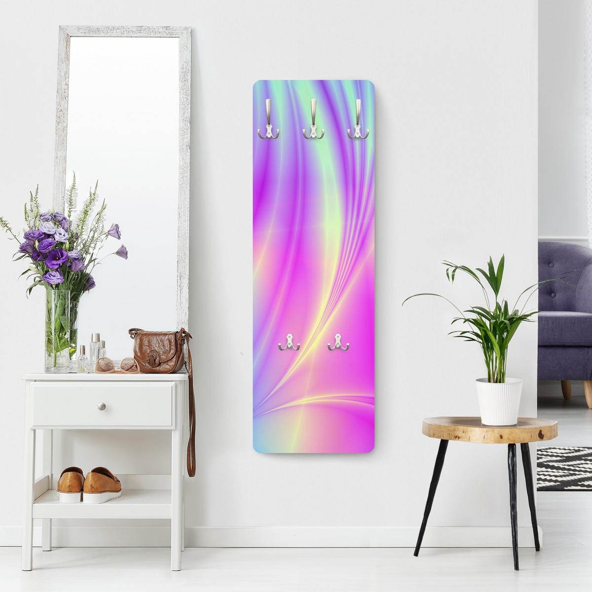 WANDGARDEROBE - Glossy Pastels 34/105 cm - Pink, Holzwerkstoff (34/105/1.6cm) - Bilderwelten