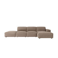 ECKSOFA Cursal L-Form, Stoff Poso, Dunkelbeige + Hocker, Rechts - Beige, Holz (341/166cm) - Kaiser Möbel