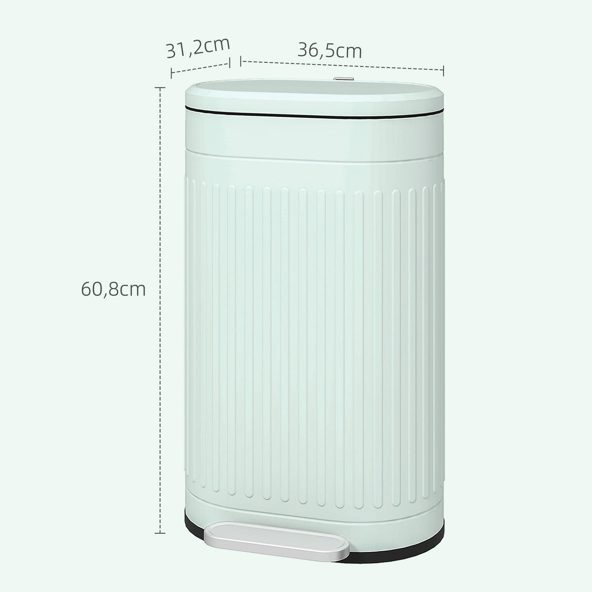 MÜLLEIMER 30l Metall Kunststoff Grün - Grün, Metall (31.2/60.8/36.5cm) - HOMCOM