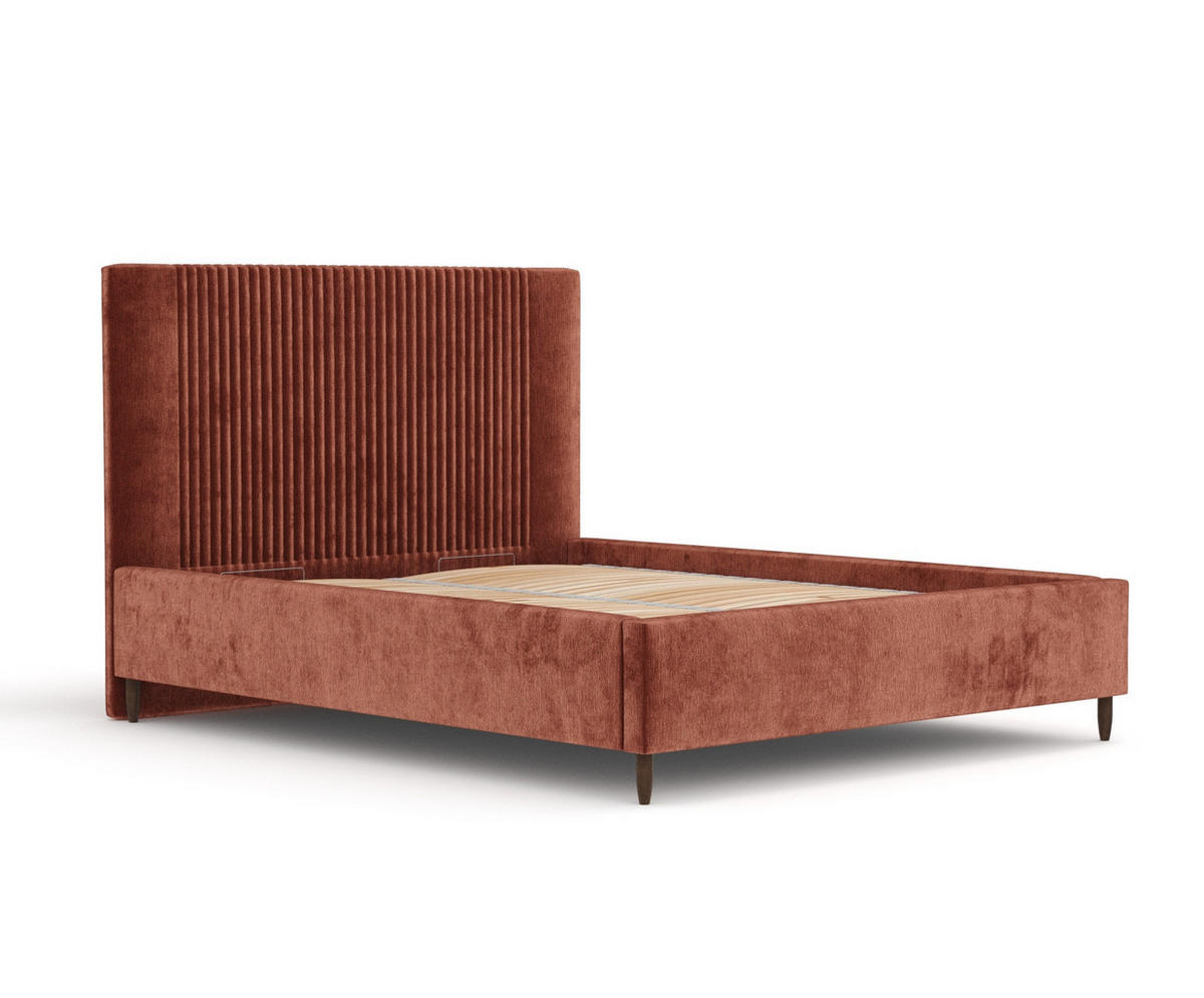 POLSTERBETT Etero Kupfer 120/200 cm im Chenille-Stoff - Wengefarben/Naturfarben, Holz/Holzwerkstoff (120/200cm) - Maison de Reve
