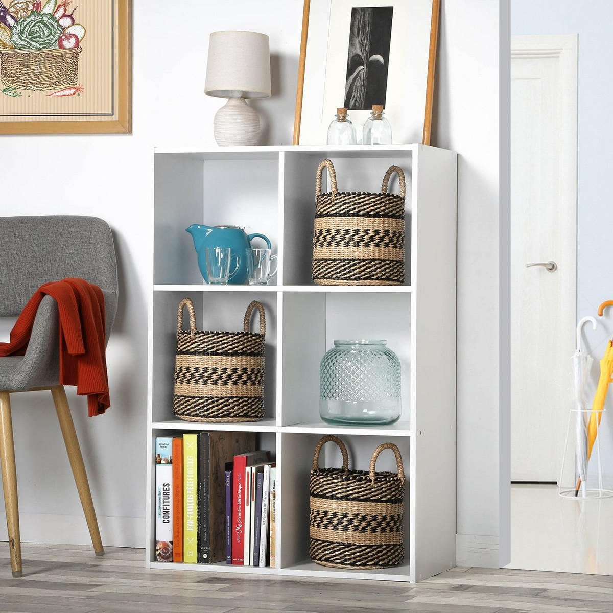 REGAL mit 6 Fächern - H91,5 x L61,5 cm - Weiß, Holzwerkstoff (29.5/91.5/61.5cm) - Calicosy