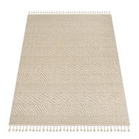 KURZFLORTEPPICH, mit Struktur, Florhöhe 7 mm, Creme, 240 x 340 cm - Beige, Textil (340/240cm) - KADIMA DESIGN