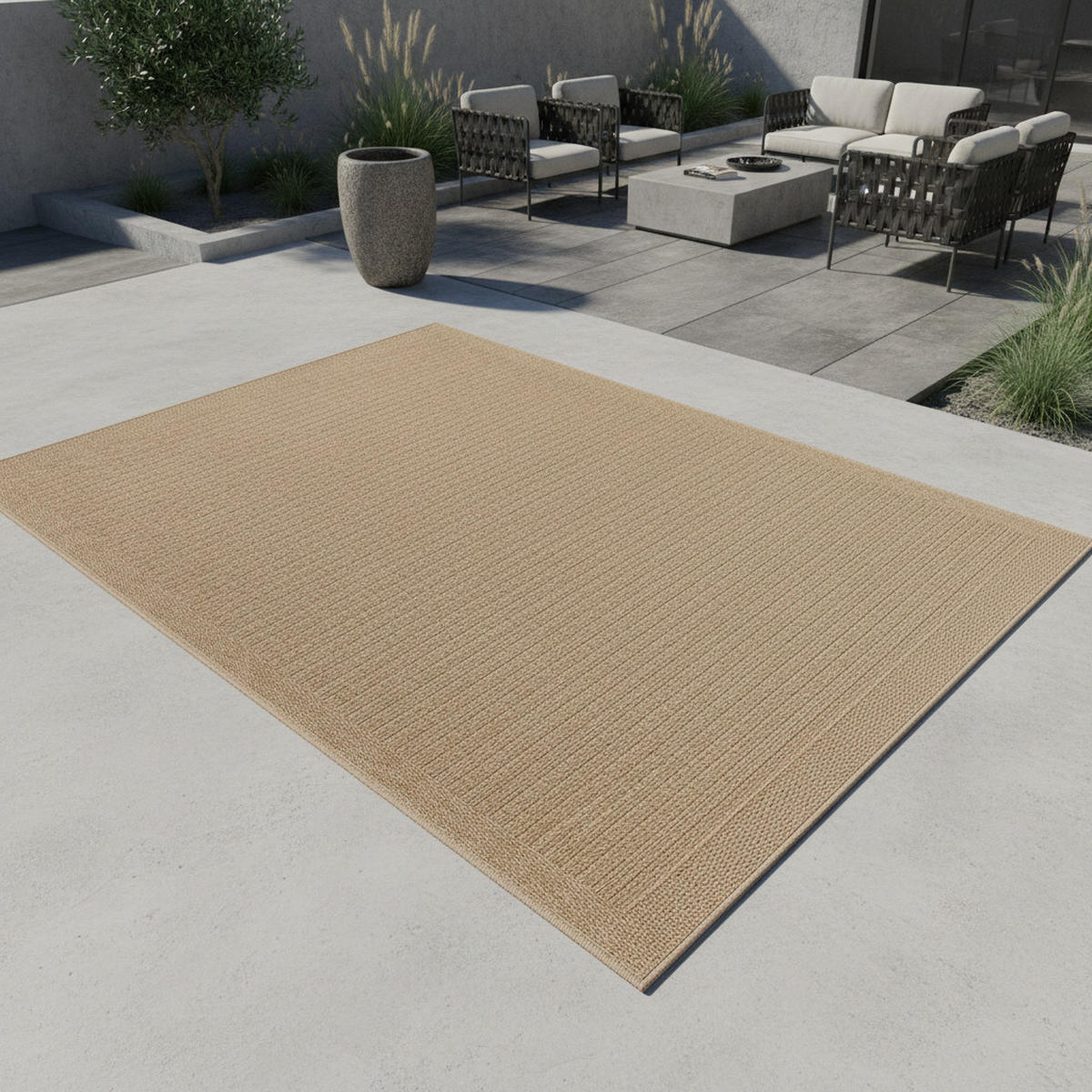 OUTDOORTEPPICH KASBERG, im Vintage-Stil, aus Polypropylen, Beige, 140 x 200 cm - Beige, Textil (140/200cm) - KADIMA DESIGN