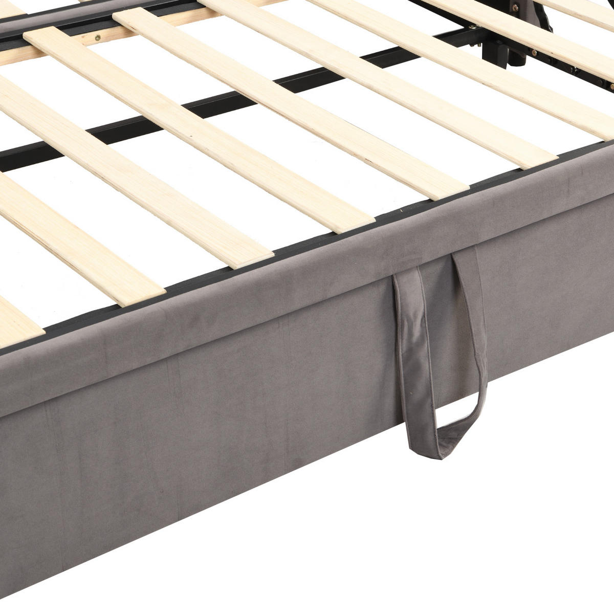 TAGESBETT 90/180/200 cm,Ausziehbar Schlafsofa,Grau,Polsterbett Samtstoff - Grau, Holz/Metall (180/200cm) - PARAFTA HOME
