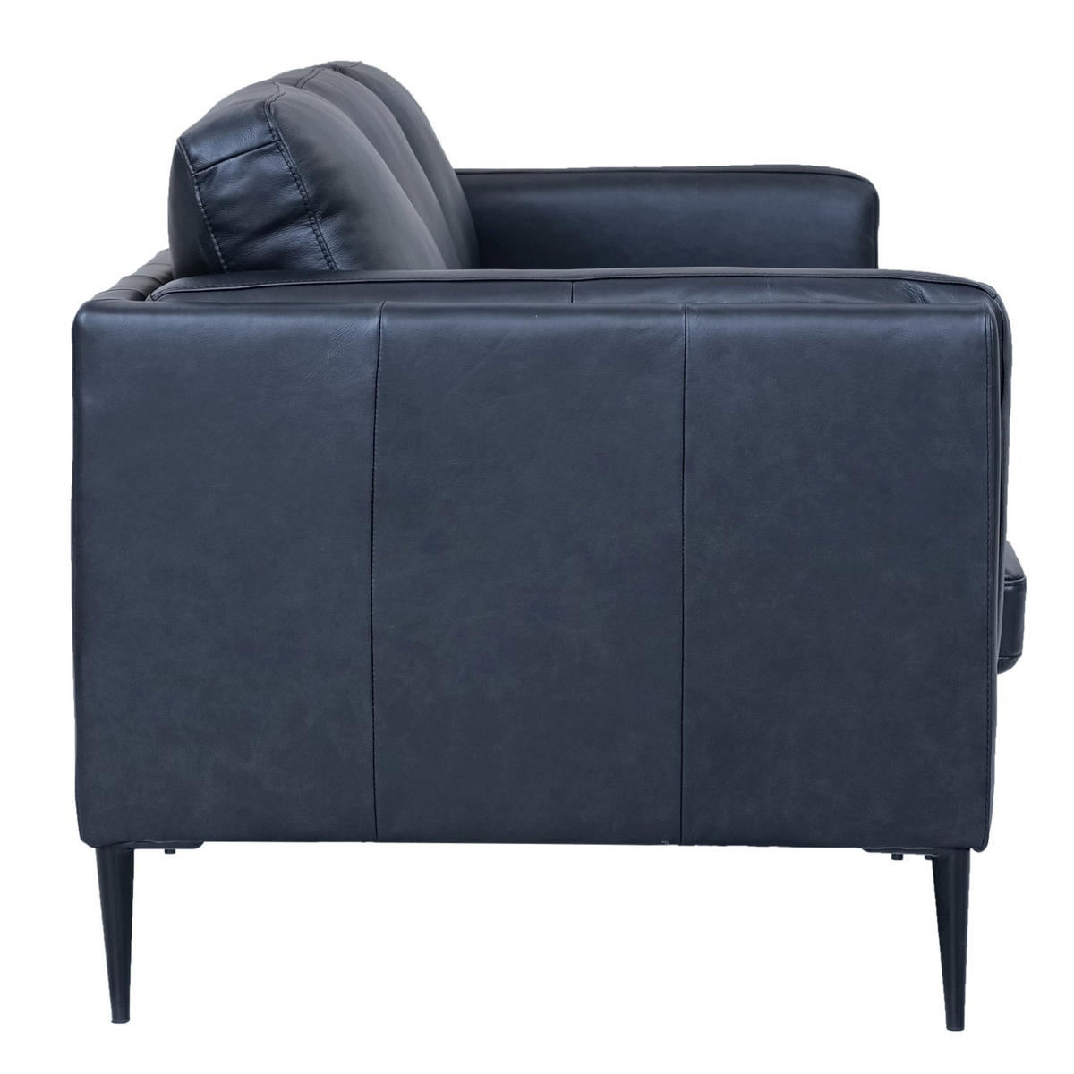 DREISITZER-SOFA Echtleder Schwarz - Schwarz, Leder/Metall (220/83/88cm) - Furnhouse