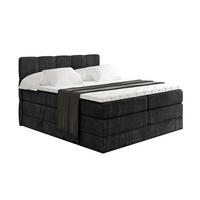 BOXSPRINGBETT mit Matratze H3|H4 und Lattenrost - LIRO KING-120x200 - Schwarz Casablanca - Schwarz, Holzwerkstoff (120/200cm) - ALTDECOR